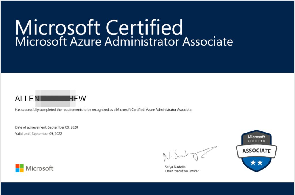 Microsoft Azure Administrator az-104 Certificate